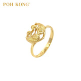 POH KONG 916/22K Yellow Gold Happy Love Double Swam Heart Ring